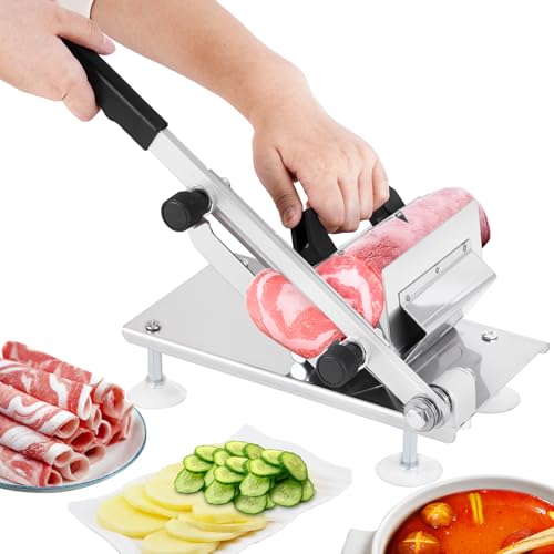 BAOSHISHAN Cortador de Carne Congelada Acero Inoxidable Manual Rebanadora de Carne para Rollos de Carne Queso