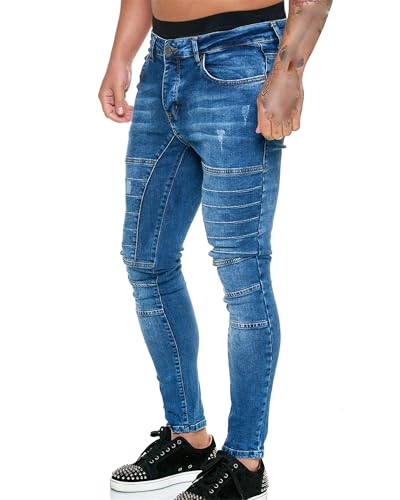 Motorcycle Jeans for Men Slim Fit Comfy Stretch Ripped Distressed Pants Rock Revival Jean3