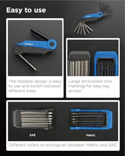 Image of Kraftek toolant 14PCS Folding Allen Wrenches Sets, Metric Allen Key Set 2mm- 6mm, SAE Hex Key Set 5 /64 inch- 1 /4 inch, CRV Steel EDC Tool for Bike Repair & Home,Compact Foldable Hex Key Set for Men