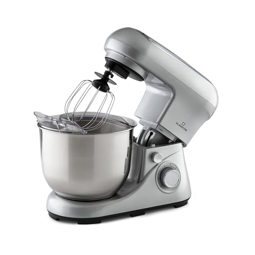 Klarstein Knetmaschine Küchenmaschine zum Backen, 1300W Teigmaschine Klein, 6 Stufen, Schneebesen Rühr- & Knethaken, 5L Schüssel, Planetenrührwerk, Rührmaschine mit Mixer, Küchenmaschinen für Brotteig