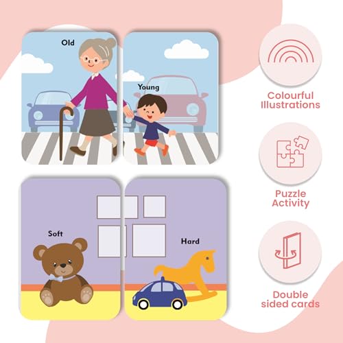 Image of Opposite Words Flash Cards | 36 Laminated Cards | Age Group: 2-4 Years | Science Educational & Fun Activity for Kids