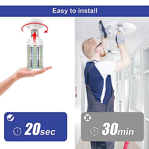 2 Pack 400W Equivalent Led Corn Light Bulb, 6000 Lumen 6000K Daylight 50W Led Corn Lamp, E26/E27 Medium Base For Indoor Garage Factory Warehouse Backyard 85V-265V #TOP5