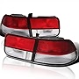 SPEC-D TUNING Red Clear Lens Tail Lights Compatible with 1996-2000 Honda Civic Coupe 2 Door, Left + Right Pair Assembly