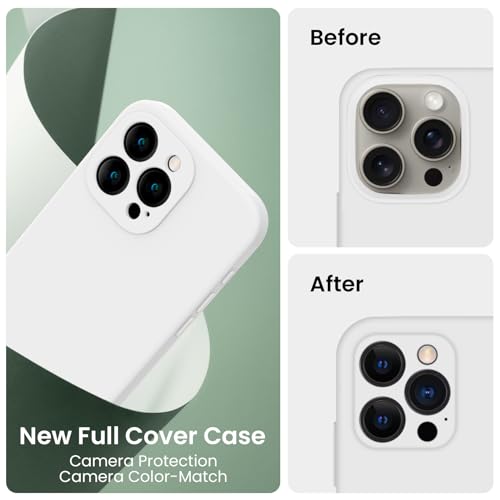 Image of FireNova Designed for iPhone 15 Pro Max Case, Silicone Upgraded [Camera Protection] Phone Case, Soft Anti-Scratch Microfiber Lining Inside, 6.7 inch, White