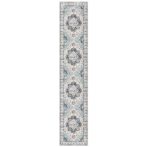 Madane Hallway Runner Rug 2'6''x12' Kitchen Runner, Non Slip Vintage Runners for Hallways Washable Kitchen Rugs Soft Low Pile 2.5x12 ft Rug Runner for Laundry Room, Entryway and Bedroom, Blue