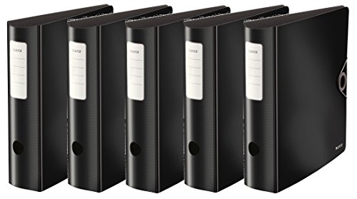 Leitz 104710 Qualitäts-Ordner 180° Active Solid, breit (A4, schwarz | 5er Pack, 1)