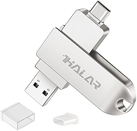 THKAILAR USB C Memory Stick 128GB USB 3.0 Flash Drive Swivel Design Thumb Drive 2 in 1 Pen Drive External Data Storage USB Stick for Smartphone/Computer/Tablet/Laptop(Black)