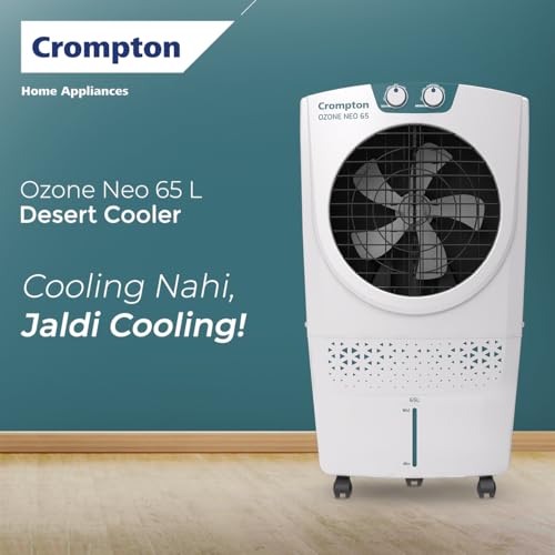 Crompton Ozone Neo Desert Air Cooler 65L| High density honeycomb Pad for Cooling Retention| Water Level indicator| 4 way Air deflection & Auto Swing | Everlast Pump view 2