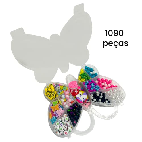 Kit Miçangas Infantil Coloridas Para Montar Pulseira Colar com Pingente Letras Perolas Bolinhas Leit