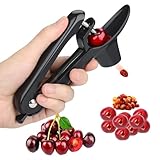 Cherry Pitter Tool, Heavy-Duty Stainless Steel Olive and Cherry Pitters Corer Tool with Space-Saving Lock Design, Multi-Function Cherries Stoner Seed Remover Tool for Making Cherry Jam (Black)