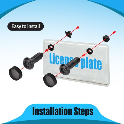 Fogfar 43 PCS Car Anti-Theft License Plate Screw Kit, American Standard License Plate Bracket Mounting Stainless Steel Fastening Screw Tool, M6 Tamper Resistant Hardware, Universal for Cars (Black)
