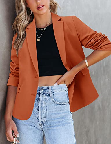 Zdlong Women's Casual Blazer Jackets Suit Long Sleeve Open Front With Button Pockets For Business Office #TOP1