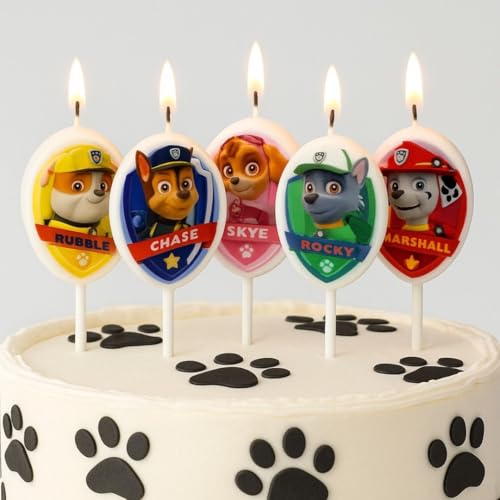 Image of Wanna Party Paw Theme Birthday Decorations-Marshall Chase Cute Cartoon Theme Candles Set for Kids Happy Birthday Cake Decoration, Celebration & Cup Cake Decoration