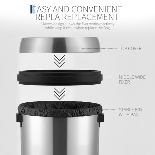 Caneca de basura comercial de 65L acero inoxidable miniatura 6