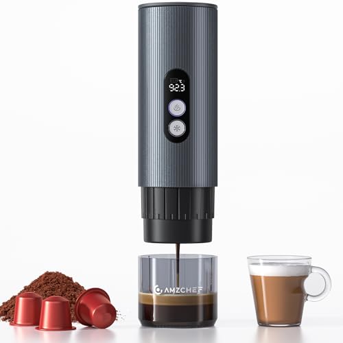 Image of AMZCHEF Portable Coffee Maker Rechargeable w / 9000mAh Battery, 2-in-1 Travel Espresso Maker for Ground /NS Capsules, Car Espresso Machine Self-Heating for Camping, RV, Hiking, Office