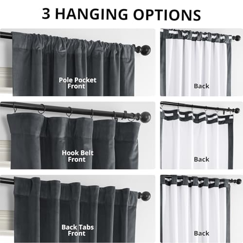 HPD Half Price Drapes Signature Velvet Thermal Blackout Curtains for Living Room 108 Inch Long 1 Panel Rod Pocket Insulated Blackout Curtains for Bedroom Window Curtains, 50Wx108L, Distance Blue Grey