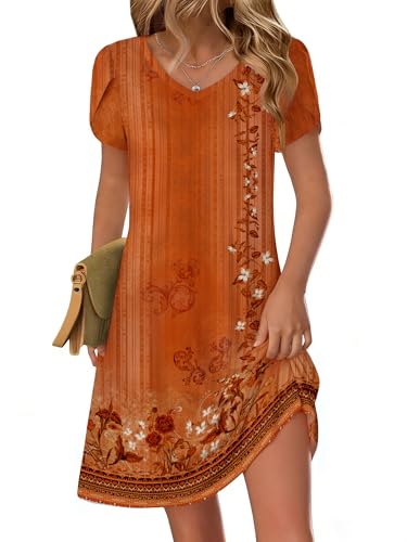 Image of Zeagoo Womens Summer A-Line Dress with Pockets Mini Short Sleeve Dresses Flowy Beach Swing Dress 2026 Vacation Travel