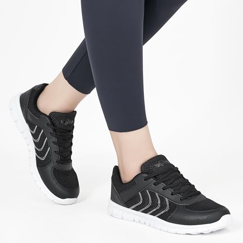Image of DUOYANGJIASHA Lightweight Walking Shoes for Women: Comfortable & Breathable Mesh Fashion Sneakers for Daily Wear - Casual Non Slip Tennis Shoes for Workout Gym Travel