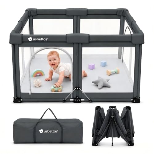 Image of Foldable Baby Playpen, 50 inchx50 inch, Dark Gray