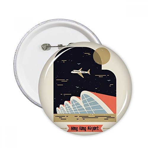 Badge bouton Aéroport Hong Kong rond pin's décoration vêtement multicolore