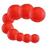 Festival 9Pcs/Set Chinese Paper Lanterns 8''10''12'' Wedding Birthday Party Round Festival Carnival Celebration Activity Supplies for Home Garden Patio Decor Celebration