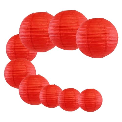 Festival 9Pcs/Set Chinese Paper Lanterns 8''10''12'' Wedding Birthday Party Round Festival Carnival Celebration Activity Supplies for Home Garden Patio Decor Celebration