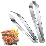 Fischgrätenpinzette – 2 Stück Küchenpinzette Edelstahl flach und schräg Kochen Pinzette Präzision Chef Pinzette Fleisch Haarentferner Werkzeug zum Kochen Küche