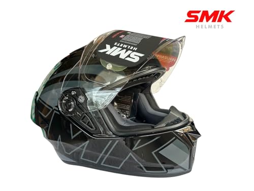 SMK Helmets Stellar Sports Full Face Helmet, Glossy Black Grey, M - Image 8