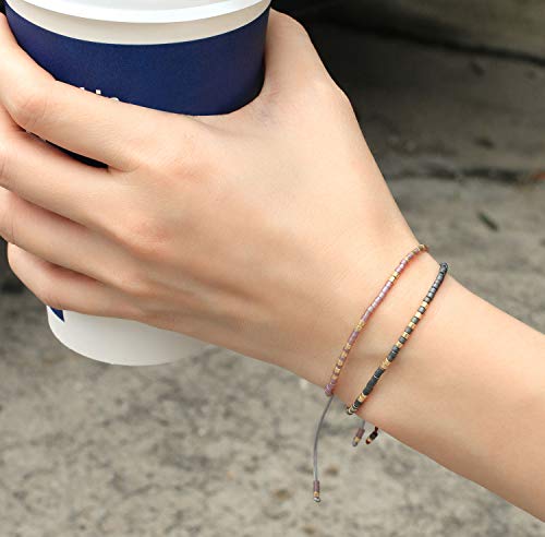 Image of C.QUAN CHI Handmade Friendship Beaded Bracelet Adjustable Colorful Miyuki Beads Bracelet