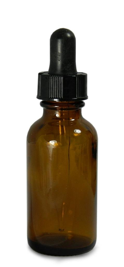 Qorpak GLC-05725 Amber Glass Round Type III Dropper Dispensing Bottle with Black Polypropylene Glass Dropper Assembly, 39mm OD x 94mm Height, 60mL Capacity (Case of 24)