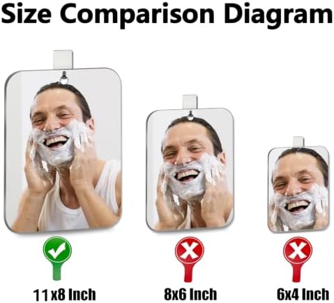 (2 Pack Lager 11 x 8 In) in Shower Mirror for Shower, Shaving Mirror for Showers, Showers Mirror for the Shower, Small Wall Mirrors for Wall, Shatterproof Plastic Travel Camping Shaving Mirrors - 1