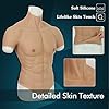 ROANYER Male Chest Silicone Muscle Suit Realistic Mens Silicone Chest Simulation Skin Silicone Fake Muscle Belly Tan Small #1