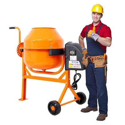 3 Cu. Ft Cement Mixer, Electric Concrete Mixer, 650W 1/3 HP Heavy Duty Concrete Mud Mixer Tools, Portable Concrete Cement Mixer with Wheels and Stand for Mortar, Stucco and Fodder
