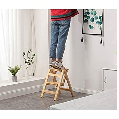 Taburete de madera plegable DASHADAO de 2 escalones para interiores 5