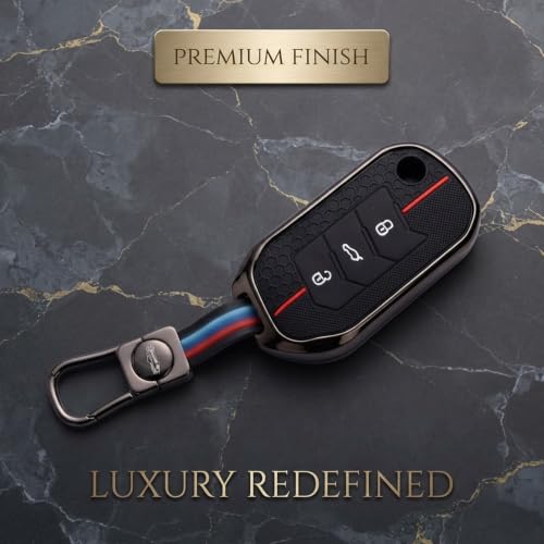 Image of Coll of Fest Luxury Metal Silicon Key Cover Compatible with Mahindra Scorpio N | 3Xo | Xuv 300 | Marazzo | Xuv 700 | Xuv 400 Ev | Bolero | Thar 3 Button Flip Key Glow in the Dark