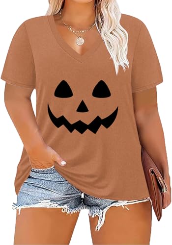 Image of ForHailey Women's Plus Size Short Sleeve Tee Shirt V Neck Basic Ladies Loose Fit T Shirt 1X-5X