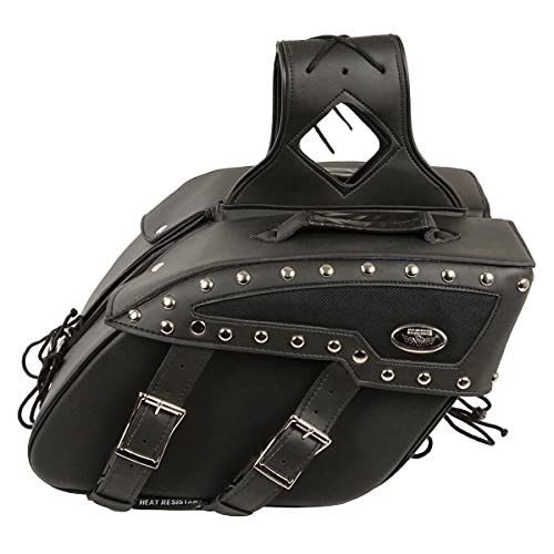 Image of Milwaukee Leather Studded Throw-Over Motorcycle Saddlebags - Synthetic Leather - Universal Fit - Zip-Off - Medium