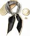 Clysoru Silk Neck Scarf Printed Scarves Head Women'S Fashion Oblique Angle Satin Scarfs For Bag Hair 59” X 5.9” (Black gold twill)