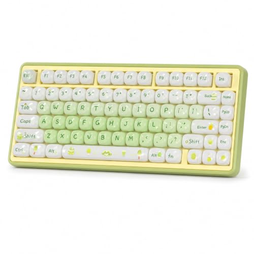 Image of ZORNHER Wireless Mechanical Keyboard, 75% Green Creamy-Thock Gasket Keyboard with Nail-Friendly Glazed Mushroom Keycaps, Green Gaming Keyboard,Tri-Mode Hot-Swappable RGB,Summer Muscat