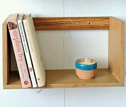Image of MAYAL Floating Wall Shelves, Wooden Box Design, Set of 2, Natural Wood Finish