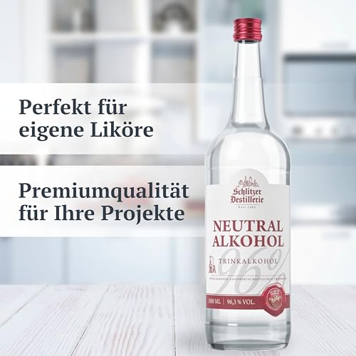 Schlitzer Neutralalkohol 96,3% vol. – Extra Fein Filtriert Hochreiner Weingeist/Ethanol für Liköransätze, Tinkturen & Kosmetik | 1 Liter