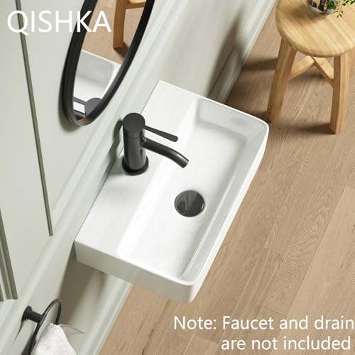 Lavabo suspendido rectangular de cerámica blanca de 18x11 pulgadas para baños pequeños 4