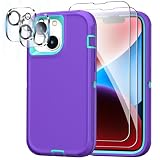  Custodia antiurto per iPhone 14, con 2 pezzi [pellicola protettiva + pellicola protettiva per schermo in vetro temperato], custodia resistente per iPhone 14 da 6,1\'\', colore: Viola blu
