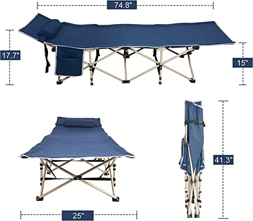 Try & Do 2 Pack Camping Cot For Adults, Folding Sleeping Cots For Adults With Pillow Side Pocket, Camp Cot Bed With Carry Bag, Portable & Lightweight, Ideal For Camping Traveling Hiking Office Nap #TOP1