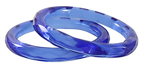 Image of NMII Traditional Glass With Diamond Cutting Pattern Glossy Finished Stylish Kada Set For Women And Girls | Crystal Glass Kada Bangles Set For Wedding, Festive
