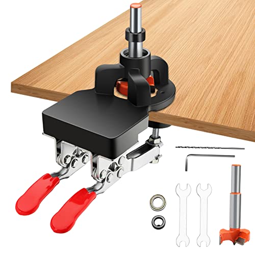 35mm Scharnier Bohrschablone,Verdeckte Scharnierlehre Boring Jig Türbohrlochschablon Lochsäge Bohranleitung Locator , Scharnier Bohrvorrichtungs Set für Holzbearbeitung DIY Werkzeug Cover