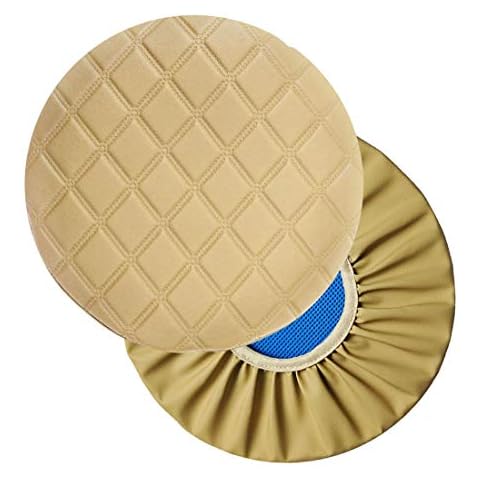 ALoveTree 2PC 16in Stool Cover Round Bar Stool Cover Waterproof Faux Leather Stool Slipcover Anti-Slip Round Seat Cover Ginger Yellow Cover