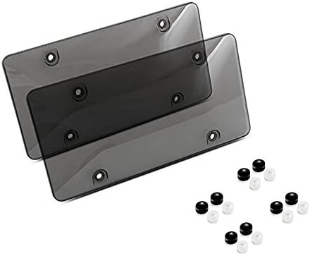 MiLanNuo 2X Bubble Tinted- Smoke License Plate Tag Frame Cover Shield Car Truck