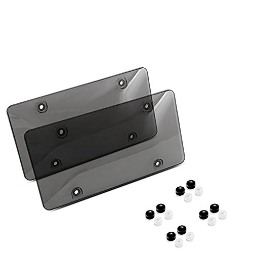 Milannuo 2X Bubble Tinted- Smoke License Plate Tag Frame Cover Shield Car Truck #TOP1