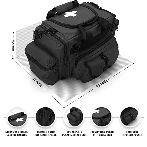 Image of ASA TECHMED First Aid Responder EMS Emergency Medical Trauma Bag Deluxe, Black